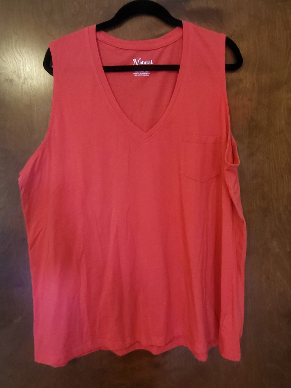 Natural Reflections V-Neck Pocket Tank - Coral Red